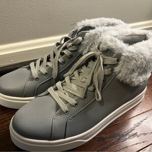 UGG Gray Fur-Trimmed Sneakers
